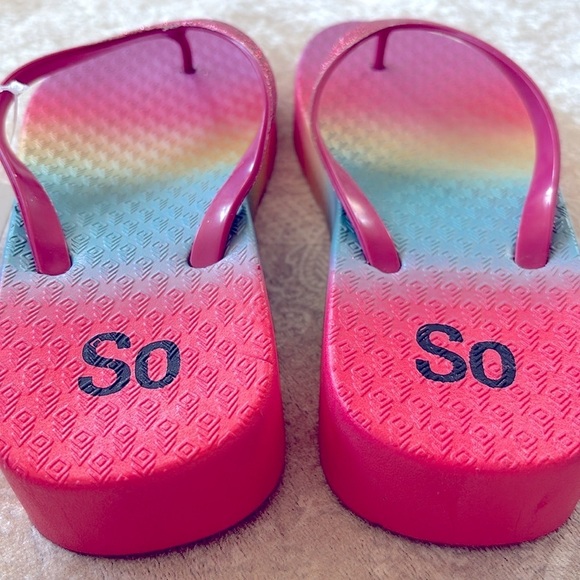 Brand New So Pink Glitter Thong Sandals Platform Flip Flop Ombre Sparkly Rainbow - Picture 5 of 16